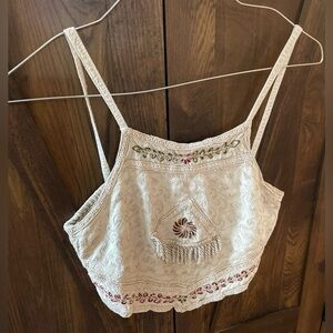 Women's Embroidered Clay Grey Crop Top